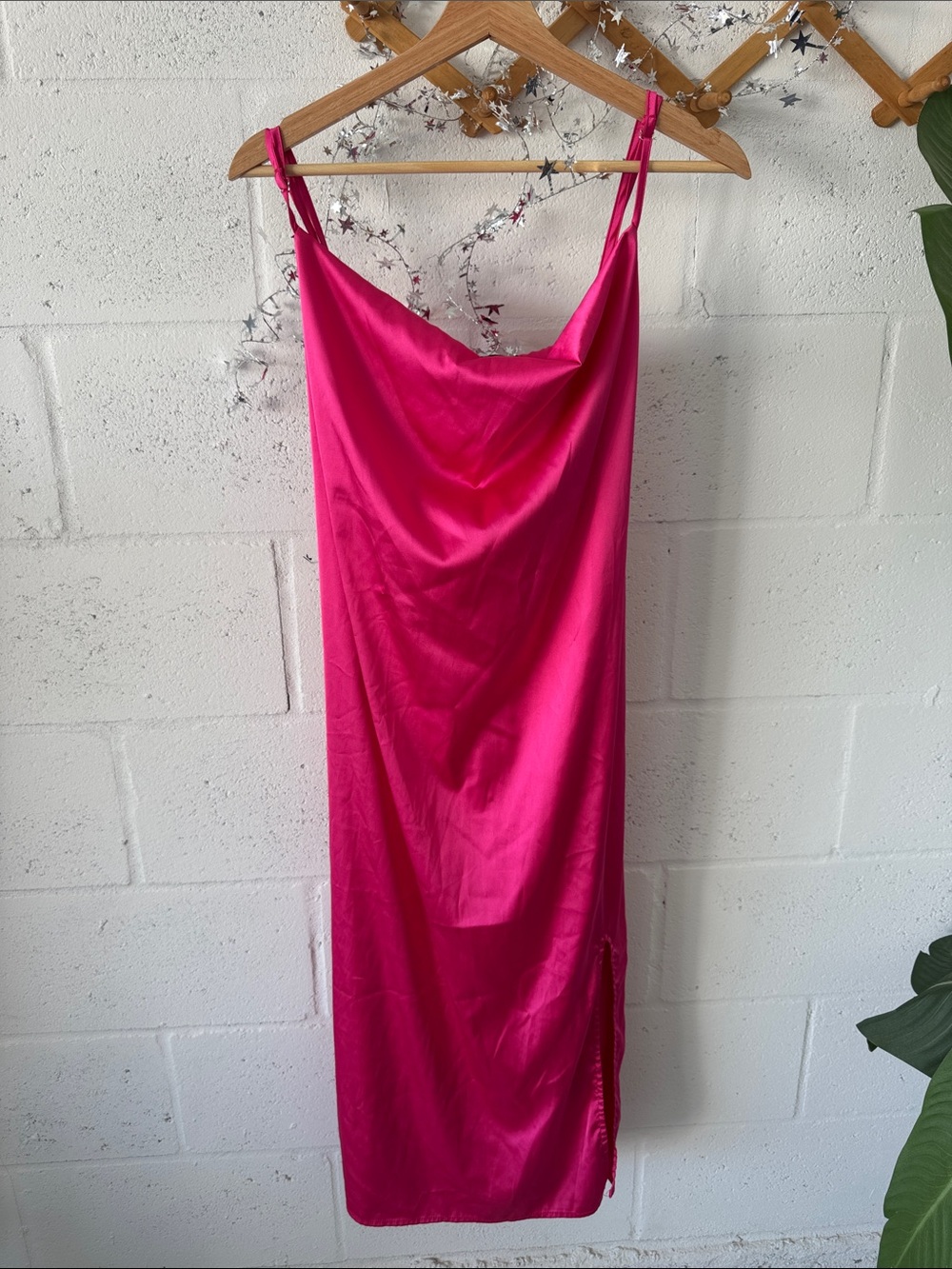 Fuchsia Satin Slip Dress